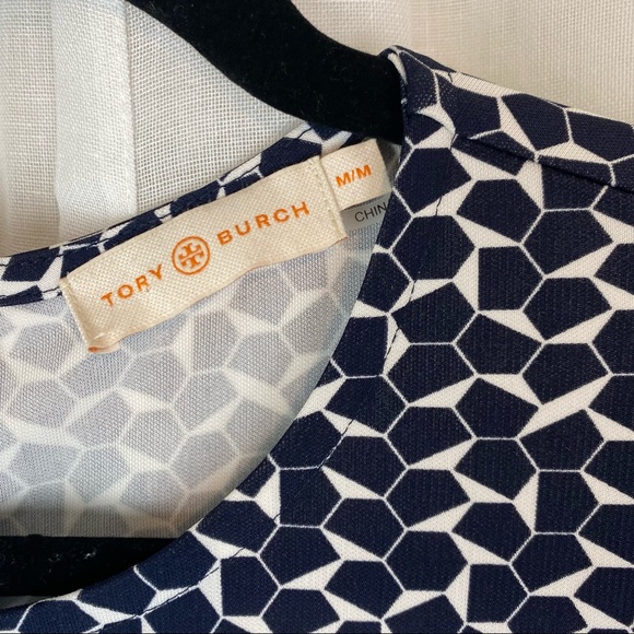 Tory Burch Navy White Print Jersey Dress - Picture 10 of 10